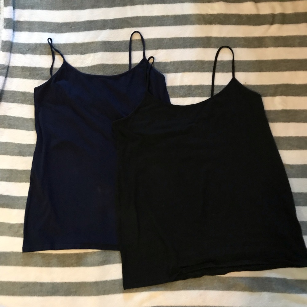 2 motherhood maternity tank tops large black blue